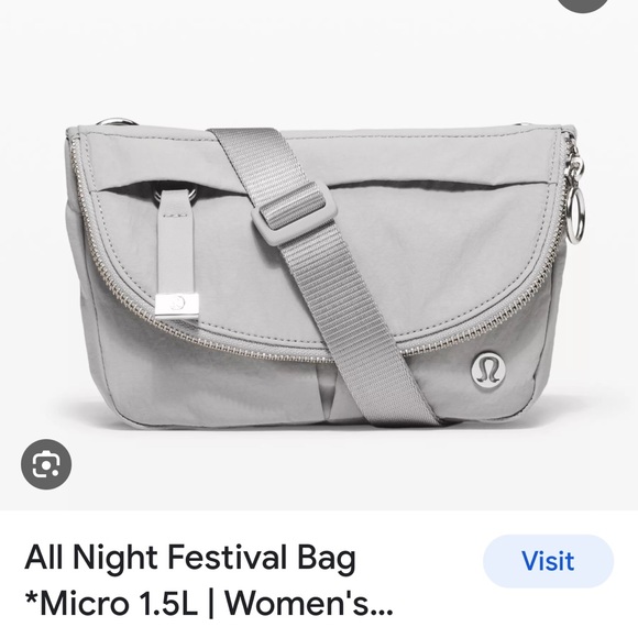 lululemon athletica Handbags - NWT Lululemon All Night Festival MICRO Sac Bag Purse 1.5L rhino gray/silver